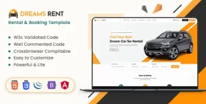 Dreams Rent - Car Rental Booking Template (HTML, Angular, Laravel)