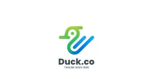 Duck Line Art Gradient Logo Style
