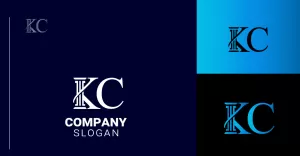 Dynamic Line Letter KC Design Logo Template - TemplateMonster