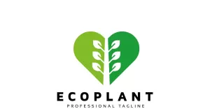 Eco Plant Heart Logo Template