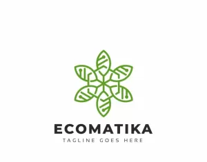 Ecomatika - Eco Leaves Technology Logo Template