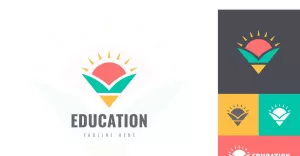 Education Logo Design Vector, School Logo, Pencil Logo, Graduation Logo