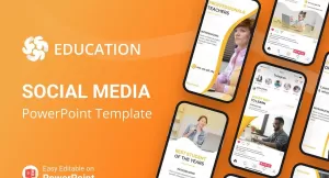 Education Social Media PowerPoint template - TemplateMonster
