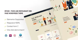 Efood - Food and Restaurant One Page WordPress Theme