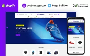 Esport Sports Store Shopify Theme OS 2.0 - TemplateMonster