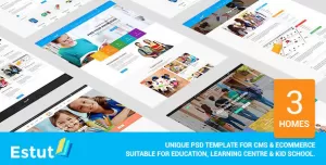 Estut - Material Design Education, Learning Centre & Kid School PSD Template