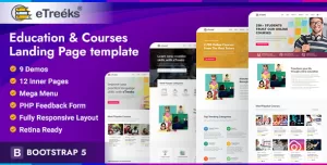eTreeks - Online Courses & Education Landing Page Template