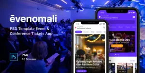 Evenomali - PSD Template Event & Conference Tickets App