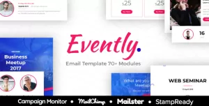 Evently - Responsive Email For Event/Coference/Organizer - StampReady Builder + Mailster & Mailchimp