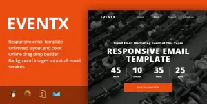 EventX - Event Confference Meetup Responsive Email Template + Stampready Builder