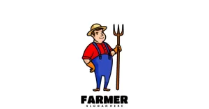 Farmer Mascot Cartoon Logo Style