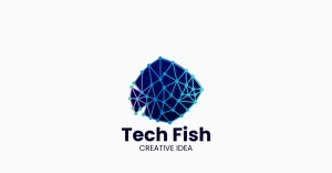 Fish Tech Line Art Gradient Logo