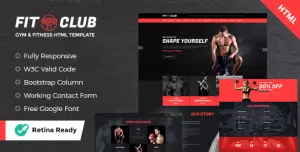 FITCLUB - Gym and Fitness Landing Page HTML