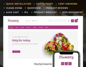 Flowery Flowers Store OpenCart Template - TemplateMonster