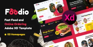 Foodio - Fast Food Adobe XD Template