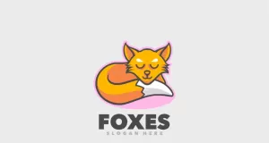 Fox sleep cartoon mascot logo design - TemplateMonster