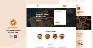 GetGrilled - Restaurant Services Elementor Landing Page