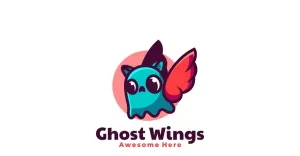 Ghost Wings Simple Mascot Logo