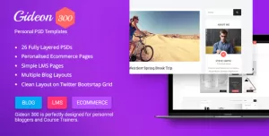 Gideon 300 - Personal Blog, LMS and eCommerce PSD Template