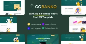 Gobank- Banking & Finance React Next JS Taiwind CSS Template