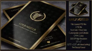 Gold - Shield Vertical Business Card - Logos & Graphics