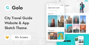 Golo - City Travel Guide Website & App Sketch Template