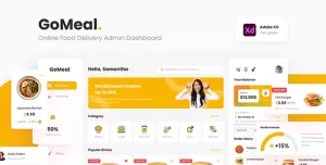 GoMeal - Online Food Delivery Admin Dashboard Adobe XD