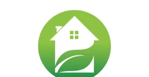 Green house leaf go green home logo vector v12