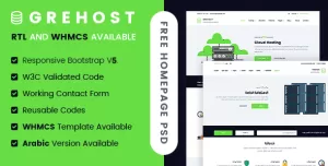 GREHOST - WHMCS & HTML Responsive Web Hosting Template (RTL Included)