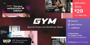 GYM  Sport & Fitness Club WordPress Theme