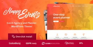 Happy Events - Holiday Planner & Event Agency WordPress Theme