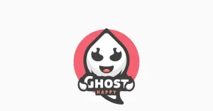 Happy Ghost Cartoon Logo Style
