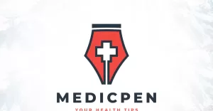 Health Blogger Writer - Medical Prescription Pen Logo