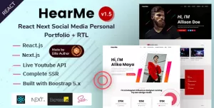 HearMe - React Next Social Media Personal Portfolio Template