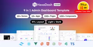 HexaDash  Tailwind, React, Vue, Angular, Svelte, Laravel, Nodejs, Django & HTML Dashboard Template