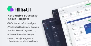 HiliteUI Responsive Bootstrap, React, VUE and Angular Admin Template