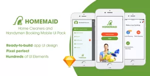 HomeMaid - Home Cleaners and Handymen Booking Mobile UI Pack