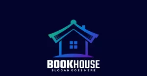 House and Book Gradient Logo