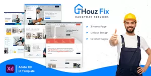 HouzFix - Plumber, Handyman & Home Maintenance Website Adobe XD Template
