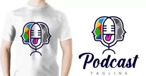 Human Tongue Microphone Podcast Logo - TemplateMonster