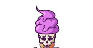 Ice Cream Logo with Skull Mascot
