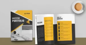 Investor Portfolio Template Design and Company Profile Brochure Layout