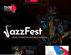 JazzFest Music Festival PowerPoint template - TemplateMonster