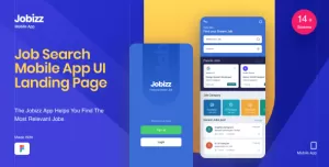 Jobizz Mobile App and Landing Page  An Online Job Search Figma Template