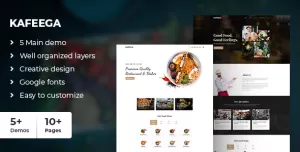 Kafeega - Clean & Modern PSD template for Restaurants & Food Business