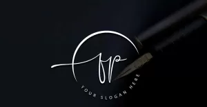 Kaligrafické Studio styl FP dopis Logo Design