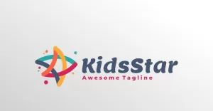 Kids Star Line Art Colorful Logo