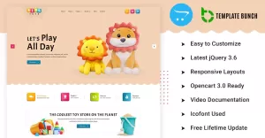 Kinderspeelgoed - Responsief OpenCart-thema voor e-commerce