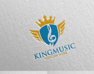 King Music With Shield and Note Concept 47 Logo Template