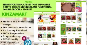 Kinza Mart - Elementor Template Kit WooCommerce Grocery & Healthy Food Stores